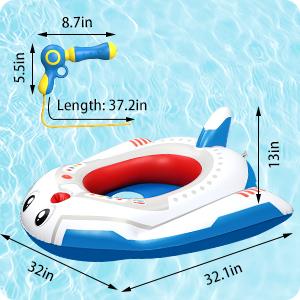 Kids' Inflatable Pool Float, Toddler Ride-On Airplane Cruiser, Summer Foldable Lounger, Mini Pool Toy for 3-8 Years Babies