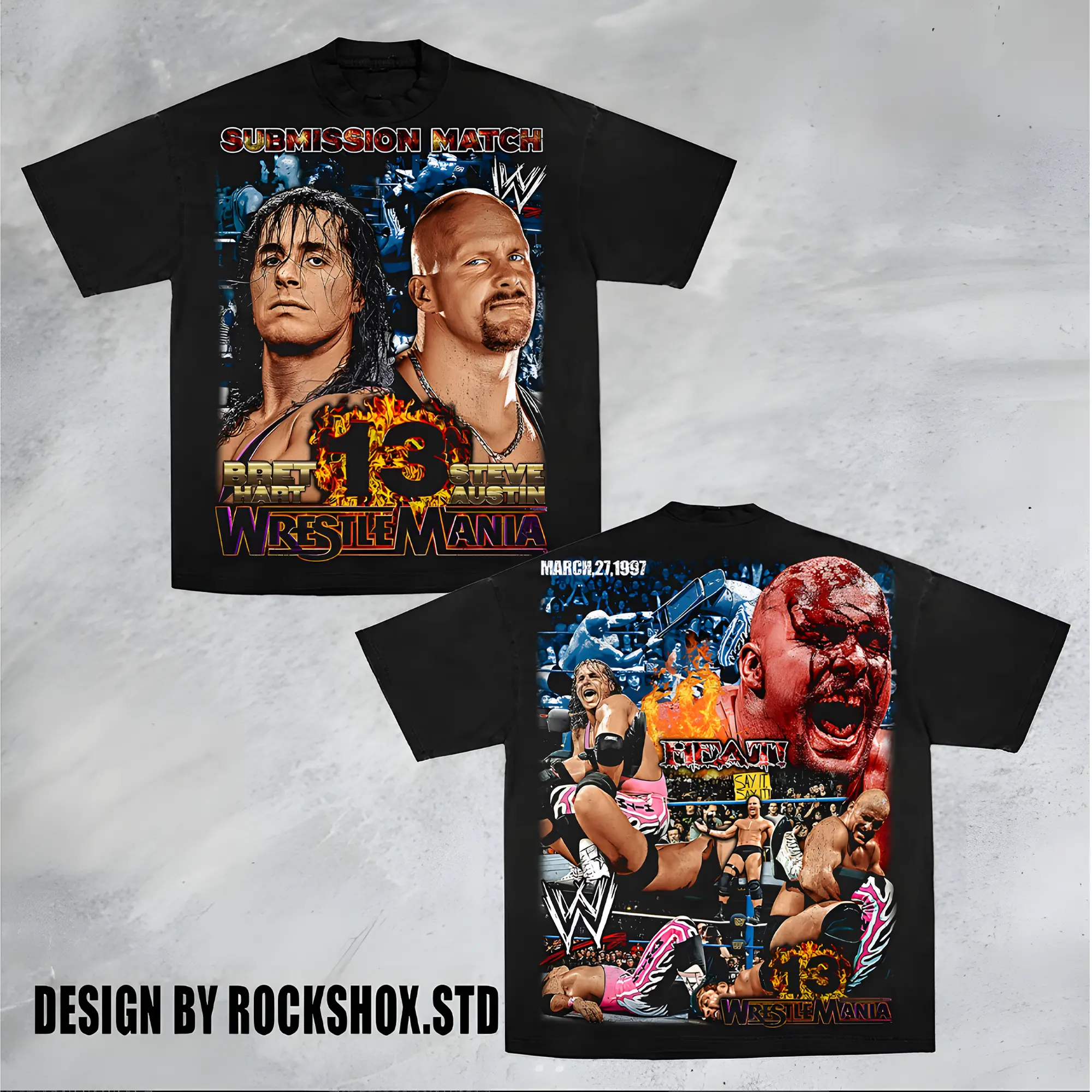 WWE Bret Hart vs Stone Cold Retro Premium Acid Washed 100% Cotton T-Shirt, The Champ Shirt, Doctor of Thuganomics Retro WWE Shirt, Hustle Loyalty Respect Wrestling T-Shirt, Iconic WWE Legend Merch