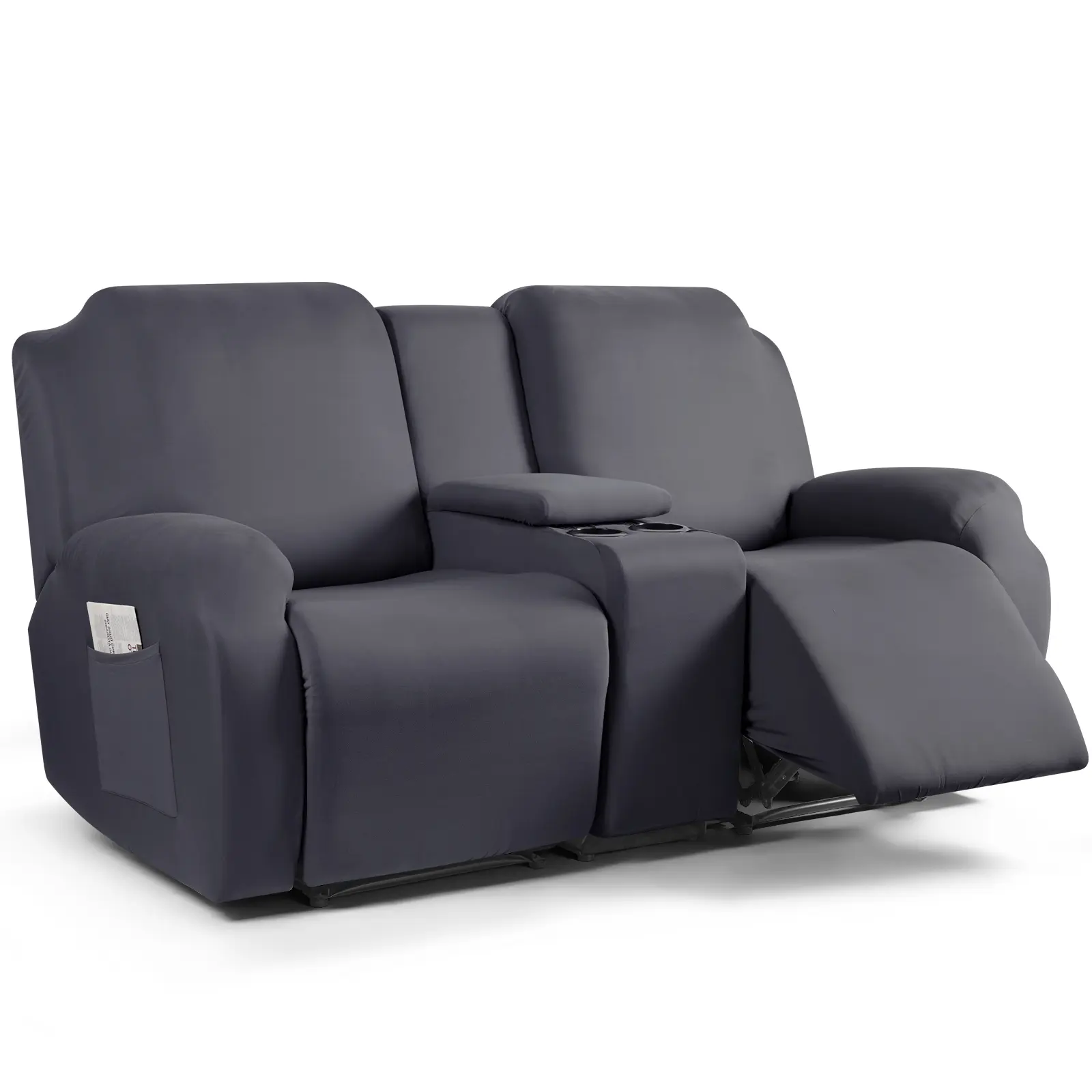 TAOCOCO Recliner Loveseat Cover with Middle Console, 4 Piece Stretch Sofa Slipcover for 2 Seater Reclining Couch