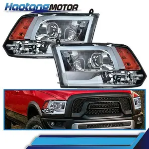 CROSSDESIGN Fit For 09-12 Dodge Ram 1500 2500 3500 Black LED Tube Projector Headlights Lamps CROSSDESIGN Fit For 09-12 Dodge Ram 1500 2500 3500 Black LED Tube Projector Headlights Lamps
