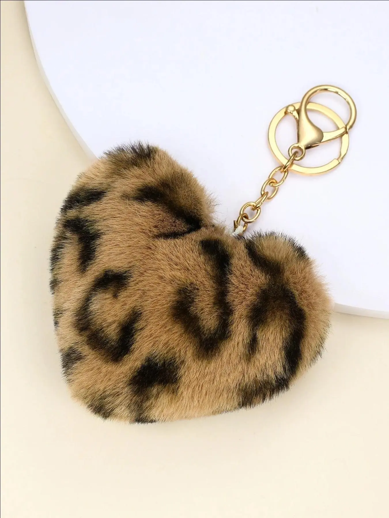 Cute Leopard Pattern Heart Shaped Keychain, Fashionable Keychain for Women & Men, Trendy All-match & Exquisite Keychain for Birthday Gift, Valentine's Day, Gift, Soft Keychain, Keychain for Bags, Cute Keychains, Heart Design Keychain