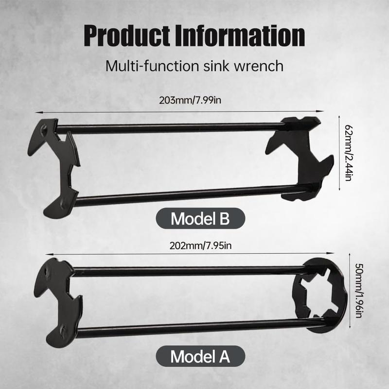 2 PCS Multifunctional Sink Wrench, 7 Sizes Universal Under Sink Plumbing Tools, Basin Faucet Tight Spaces Sink Tool
