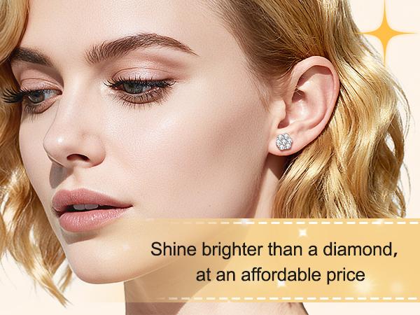 Delzzad 18k Gold-Plated Floral Stud Earrings Flower Lab-Created Moissanite Stud Earring Screw Back/Butterfly Back S925 Sterling Silver Moissanite Jewelry Perfect Birthday Mother’s Day Unisex Christmas Gift for Men Women Wedding Set