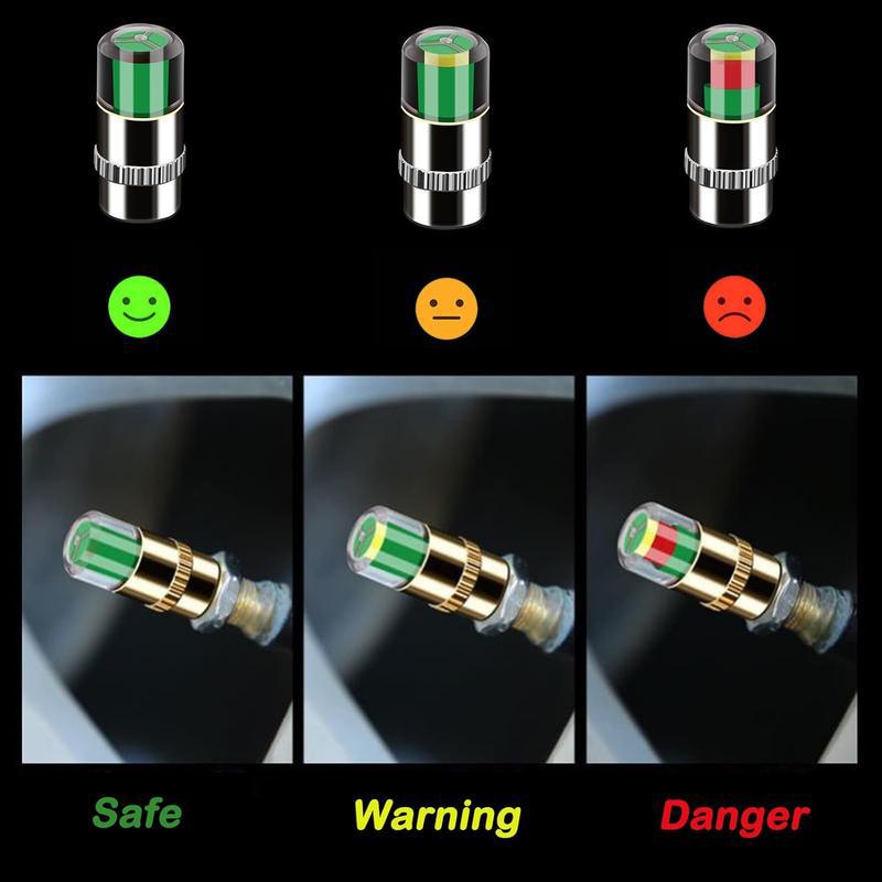 [Free!!ship] BMTWE Car Auto Tire Pressure Monitor Valve 4 PCS Tire PressureMonitor Valve Stem Cap with 3-Color Indicator Lights for Car Bicycle Motorcycle Truck Van