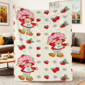 Soft Comfortable Funny Strawberry Throw Blanket,Cozy Microfiber Flannel for Couch Sofa Bed Cute Design Lightweight All-Season Nap Blankets Home Decor Gift