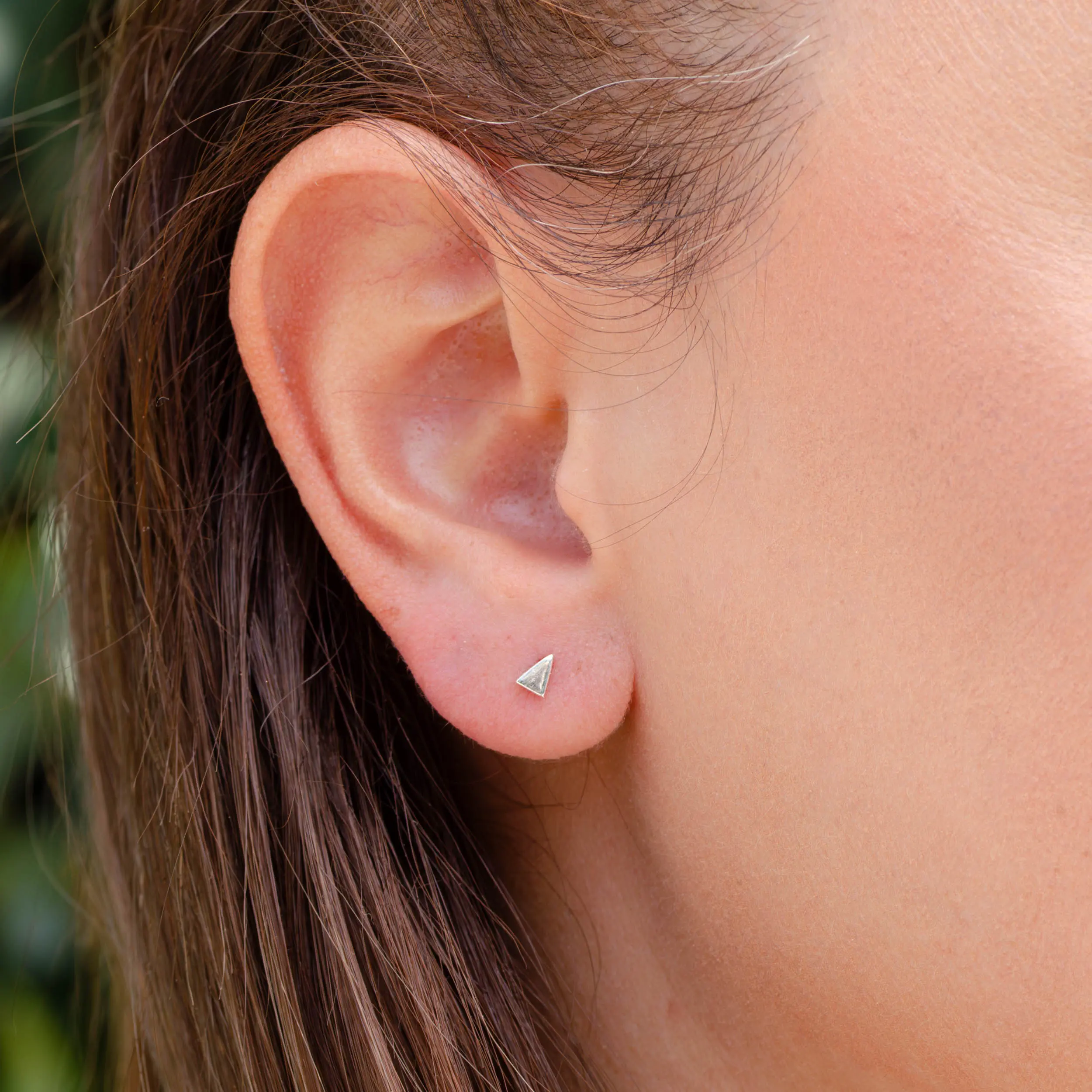 Women's .925 Sterling Silver Small Size Solid Modern Geometric Triangle Stud Earrings, Handcrafted Taxco Costume Jewelry, Versatile Addition for Adults' Everyday Layering, Stud Earring, Geometric Design