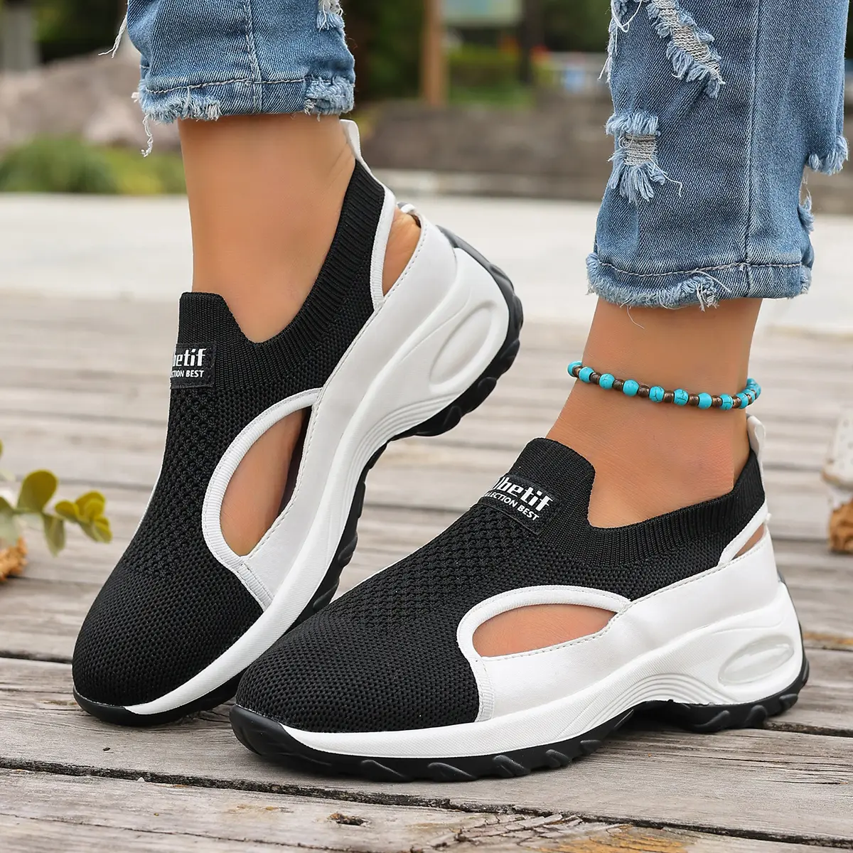 Ubetif Women's Wedge Sneaker Sandals - Hidden Height Increase, Fashionable Versatile Casual Shoes for Women, Sandals Women