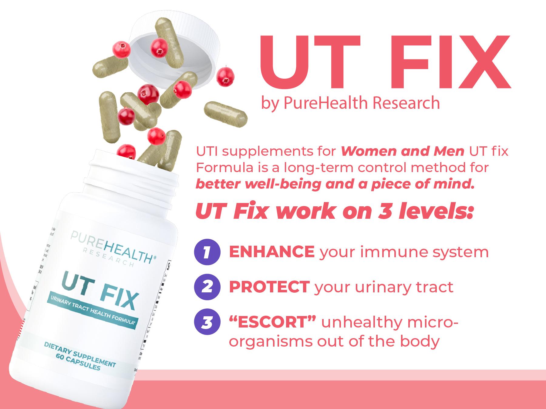UT FIX D Mannose with Cranberry Long-Term Supplement by PUREHEALTH RESEARCH - D-Mannose for UTI 1000mg Capsules + 300mg Cranberry Extract + Propolis for Urinary Tract Health for Women and Men, 60 Capsules Dietary Healthcare UT FIX D Mannose with Cranberry Long-Term Supplement by PUREHEALTH RESEARCH - D-Mannose for UTI 1000mg Capsules + 300mg Cranberry Extract + Propolis for Urinary Tract Health for Women and Men, 60 Capsules Dietary Healthcare
