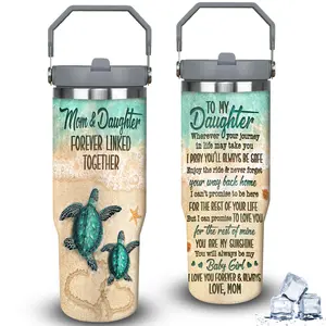 1pc 30oz Mom and Daughter Forever Linked Together Tumbler with Lid, Insulated Travel Mug, Gift for Women Men, Ideal for Halloween, Independence Day, Memorial Birthday Gift, Coffee Cup, weird stuff
