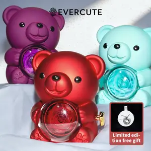 EVERCUTE Dual-Sided Preserved Flower Bear – Real Eternal Rose with Saturn-Inspired Jewelry Design, Romantic Gift for Birthday, Anniversary, Valentine’s Day, Home Desk or Shelf Decor, TikTok Trend, Instagram Photo Prop idea funny wrap unique xmas stylish