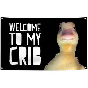 Decor Art Welcome to My Crib Flag Funny Banner Party Supplies Yard Tapestry for College Room Man Cave Teen Boys and Girls Wall Hanging Decorationtapestry gifts for boyfriend Tapestry