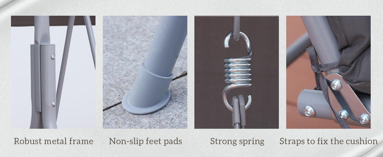 Outsunny 2 Person Porch Swing with Stand, Outdoor Swing with Canopy, Storage Table, 2 Cup Holders, Cushions for Patio, Backyard