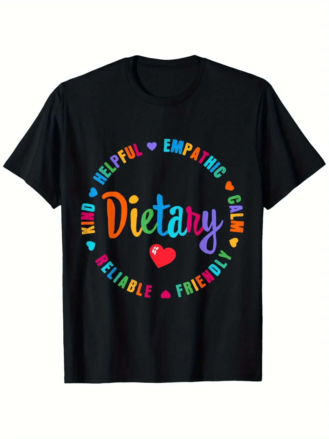 Dietary Appreciation Week T-Shirt for Healthcare Workers & Dietitians - Unisex  Cotton Casual Tee with Vibrant Circular Graphic Print Slightly Elastic Round Neck Machine Washable Sizes S-XXXL Unisex Clothing |   Playful Design |   Heat Transfer Graphi