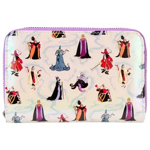 Loungefly Disney Villains Iridescent All-Over Print Zip Around Wallet