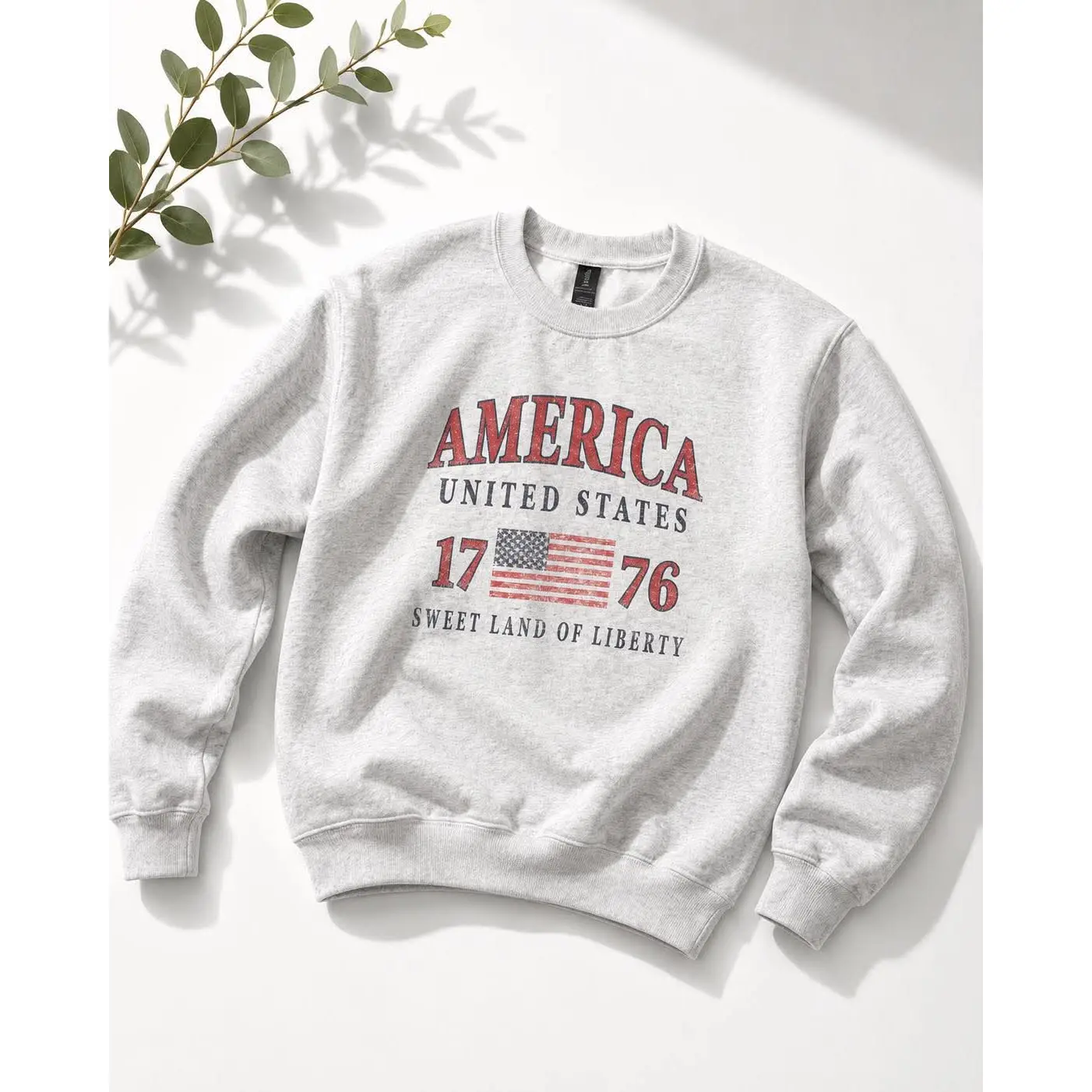 Plus/Reg Long Sleeve "Vintage America 1776" Graphic Sweatshirt