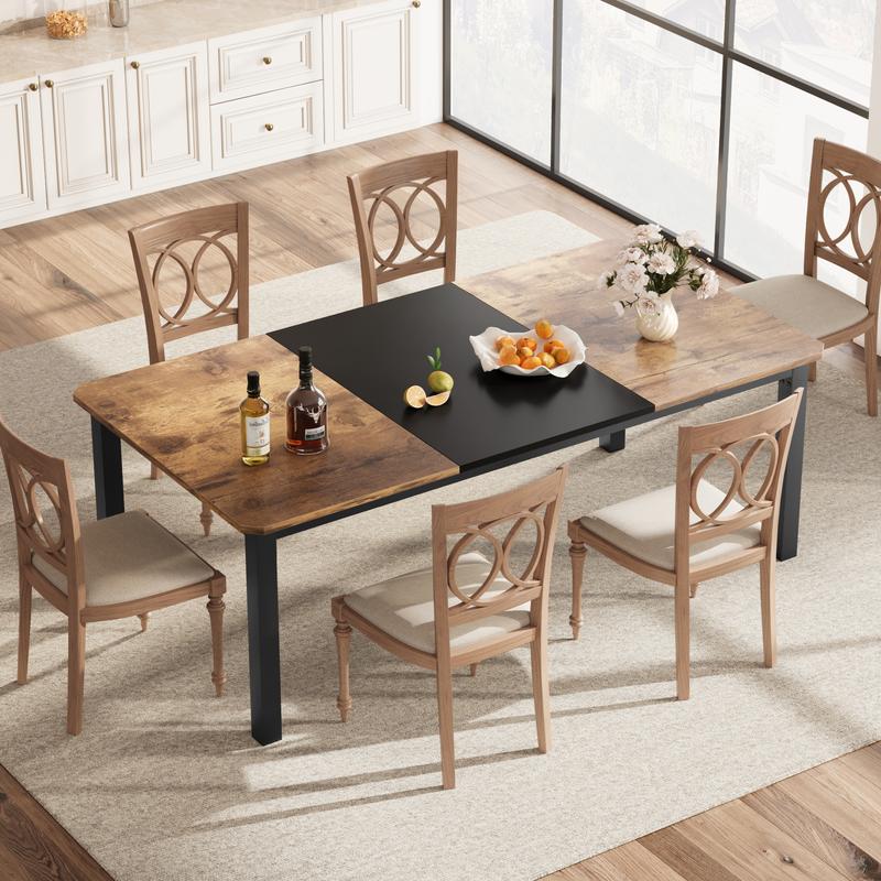 Industrial Retro Brown Dining Table, 78.7" Long Rectangular Table for Kitchen & Dining Room, Ideal for 6-8 People, Perfect for Dinner or Meetings