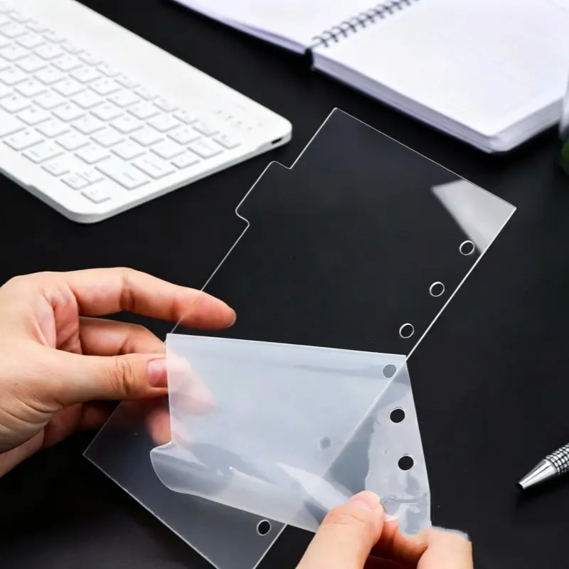 Acrylic Divider Pages for Office, File Dividers, A7/A5/A6 6-Hole Binder Index Tabs, Durable Reusable Transparent Inserts, 6 Sheets Handbook Separators