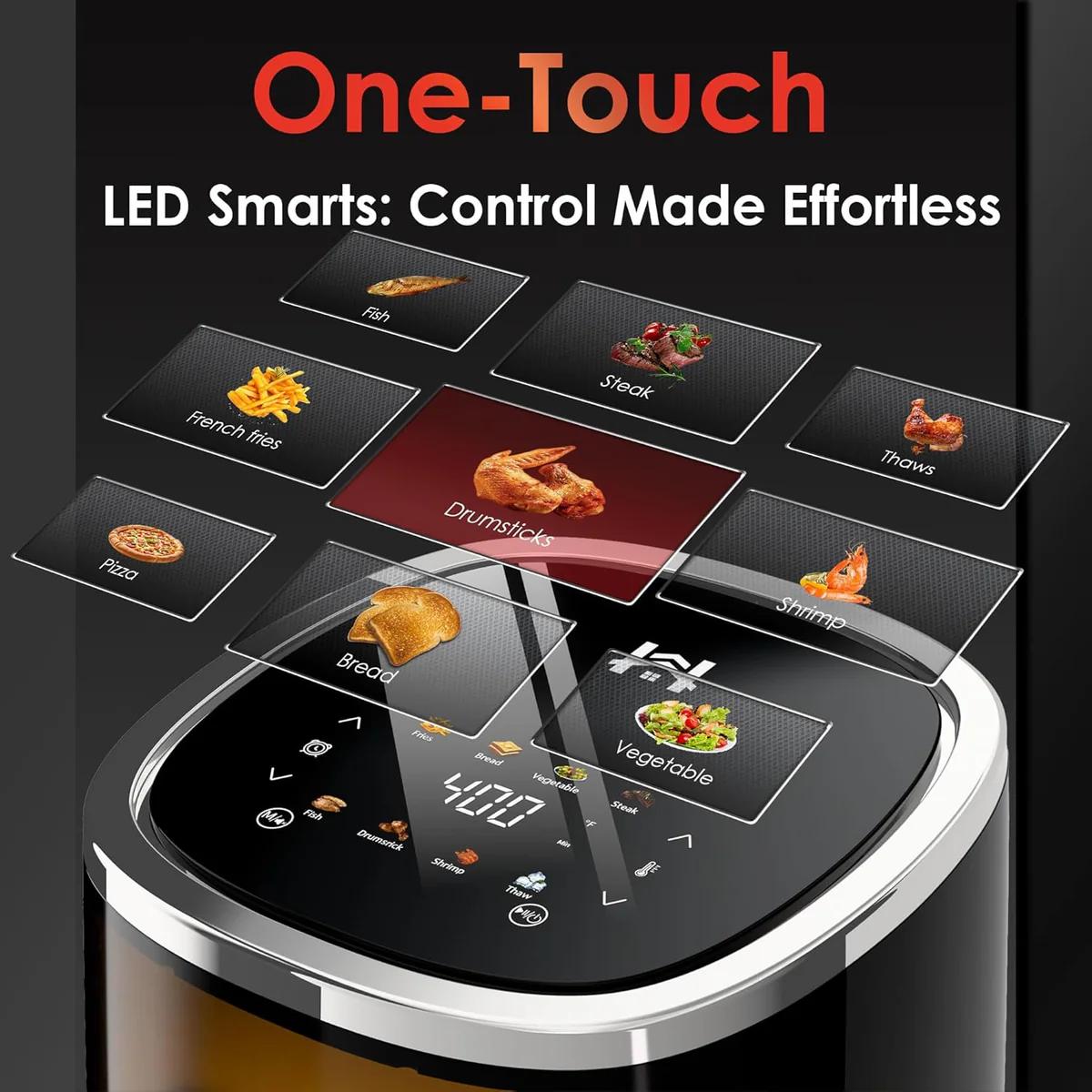 【NewYear2026】WHALL Air Fryer 4 Quart Capacity with View Window,  9-in-1 Digital Color Touchscreen, Nonstick Basket, Roast, Bake, Broil, Dehydrate & More, Dishwasher Safe, Less Oil, 12 Presets, New Year Gift