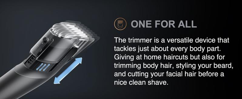 Body Trimmer, Versatile Hair Clipper with Adjustable Guide Comb and Ceramic Blade Heads, Waterproof Groin Hair Trimmer for Optimal  Hygiene, Rechargeable Electric Razor in Sleek Black Design