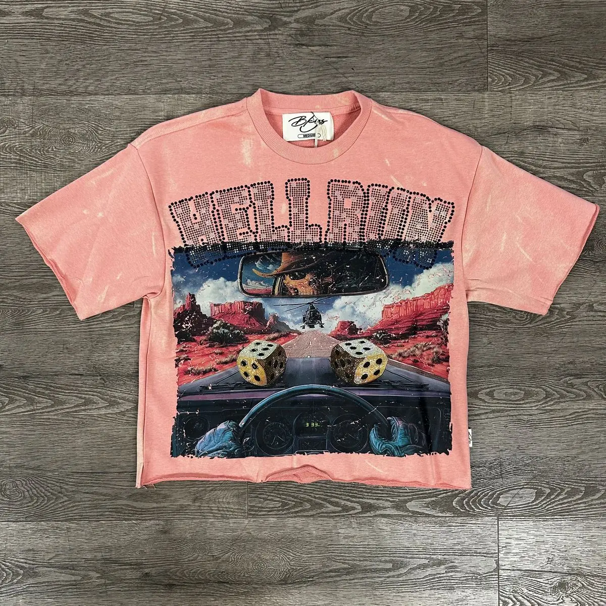 BKYS 'Hell Run' Cropped Rhinestone T-Shirt (Pink) T1428