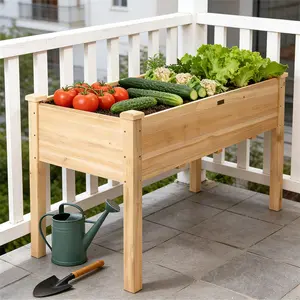 48x24x30 Inch Raised Garden Bed | Elevated Wood Planter Box Stand for Backyard, Patio, Balcony | Includes Bed Liner | 200 lb Capacity | Outdoor Gardening, Vegetable Planter, Flower Box