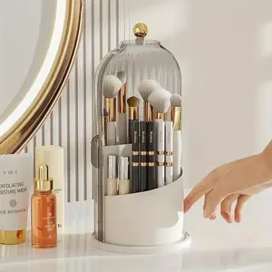 360 Rotating Makeup Organizer Adjustable Spinning Cosmetic Storage Display Case Large Capacity Dustproof Makeup Storage Holder for Vanity Bathroom Countertop Dresser Skincare Lipstick Perfume Makeup Brush