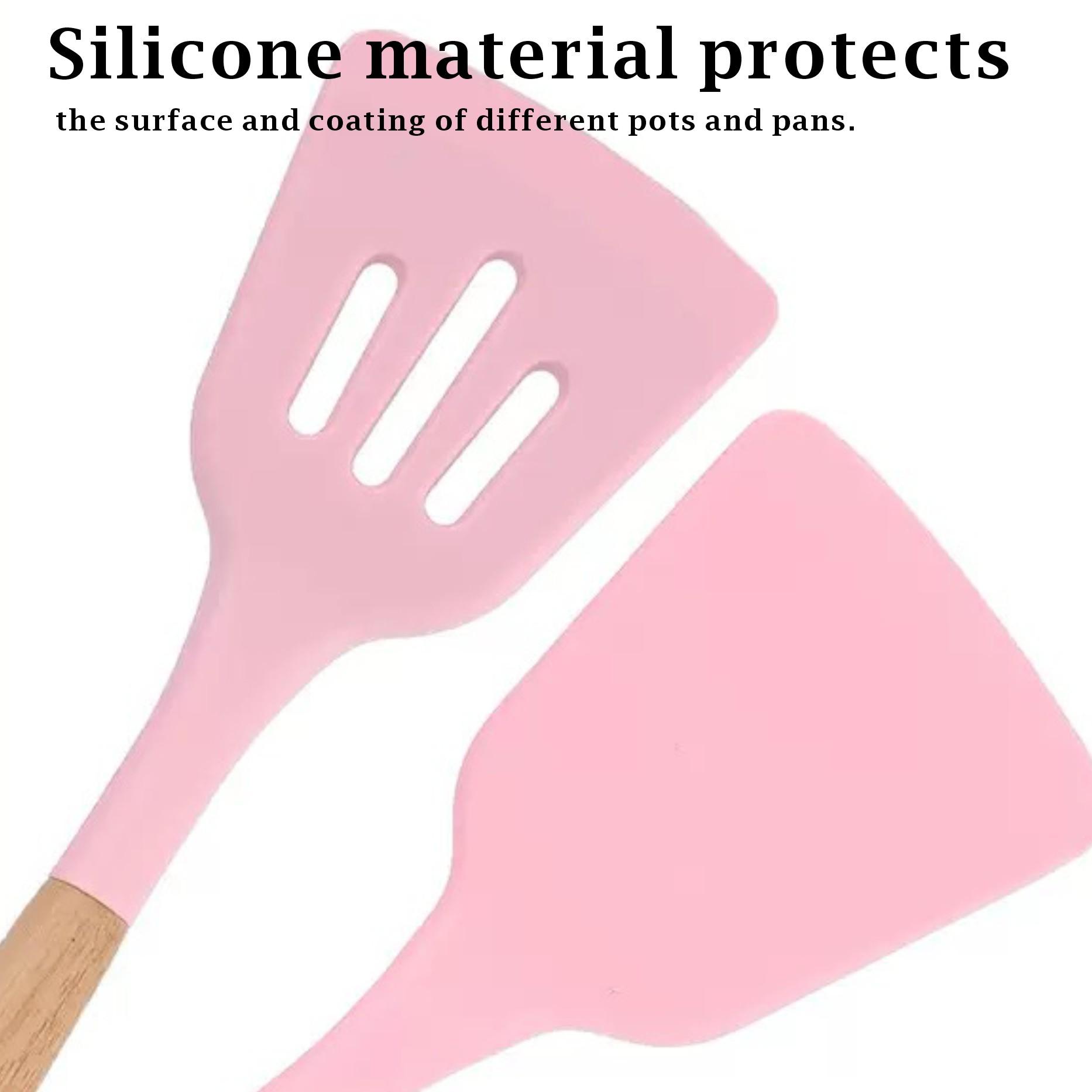 Kitchen Knife Set with Heat-Resistant SiliconeUtensils and Wooden Handles ldeal Gift forWomen on New Year, Valentine's Day 33-PieceSilicone Cooking Utensils Kitchen Utensils Set446 °Heat-resistant Spatula Clip for Heat-resistant Cookware