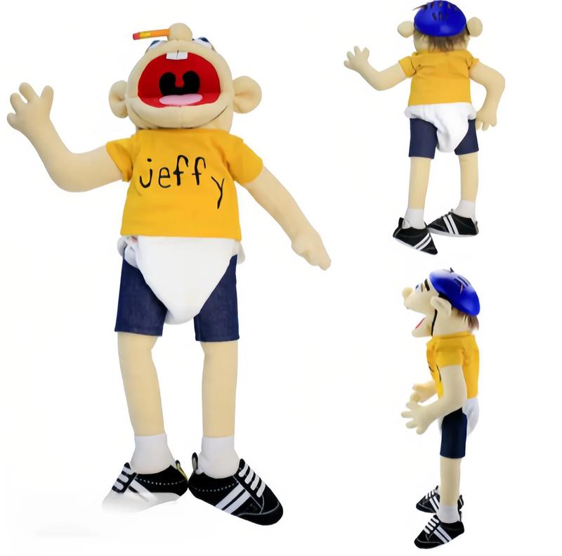 Jeffy Hand Puppet Soft Plush Cartoon Stuffed Doll Educational Roleplay Sleeping Pillow Valentine's Day Easter Birthday Gift for Kids Fans