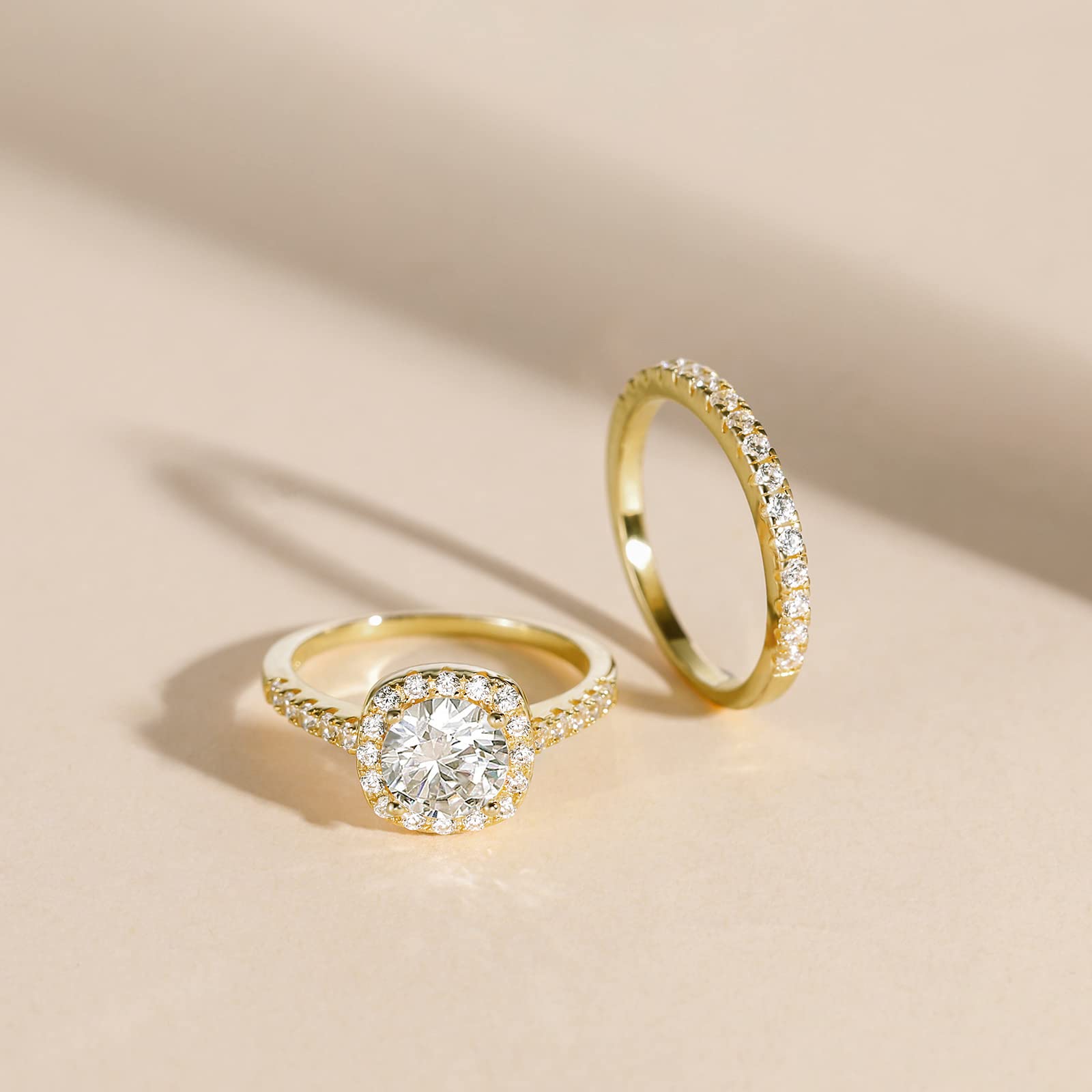 EAMTI 1.25CT 925 Sterling Silver Bridal Rings Sets Cubic Zirconia Halo CZ Engagement Wedding Bands for Women Promise Rings for Her