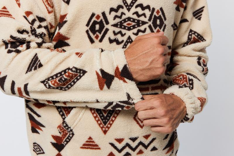 Men's Ethnic Style Half Zip Up Sports Jacket, Casual Comfortable Long Sleeve Stand Collar Pullover, Fleece Lined Warm Winter Coat for Autumn and Winter