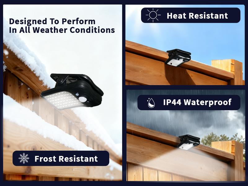 Outdoor Solar Clip Lights, USB & Solar Powered Clip-On Lamp with Motion Sensor, 3 Modes, Waterproof — Perfect for Yards, Garages, Porches, Patios, Gardens, Pools & Barns