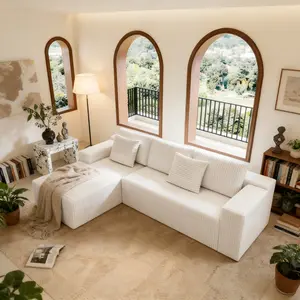 OWYLLDS Modular Sectional Sofa No Assembly Required, 104" Cloud Couch Upholstered Compressed Corduroy 2PC Free Combination Living Room Set for Apartment Bedroom Home Office | Plush Fabric, Deep Seats