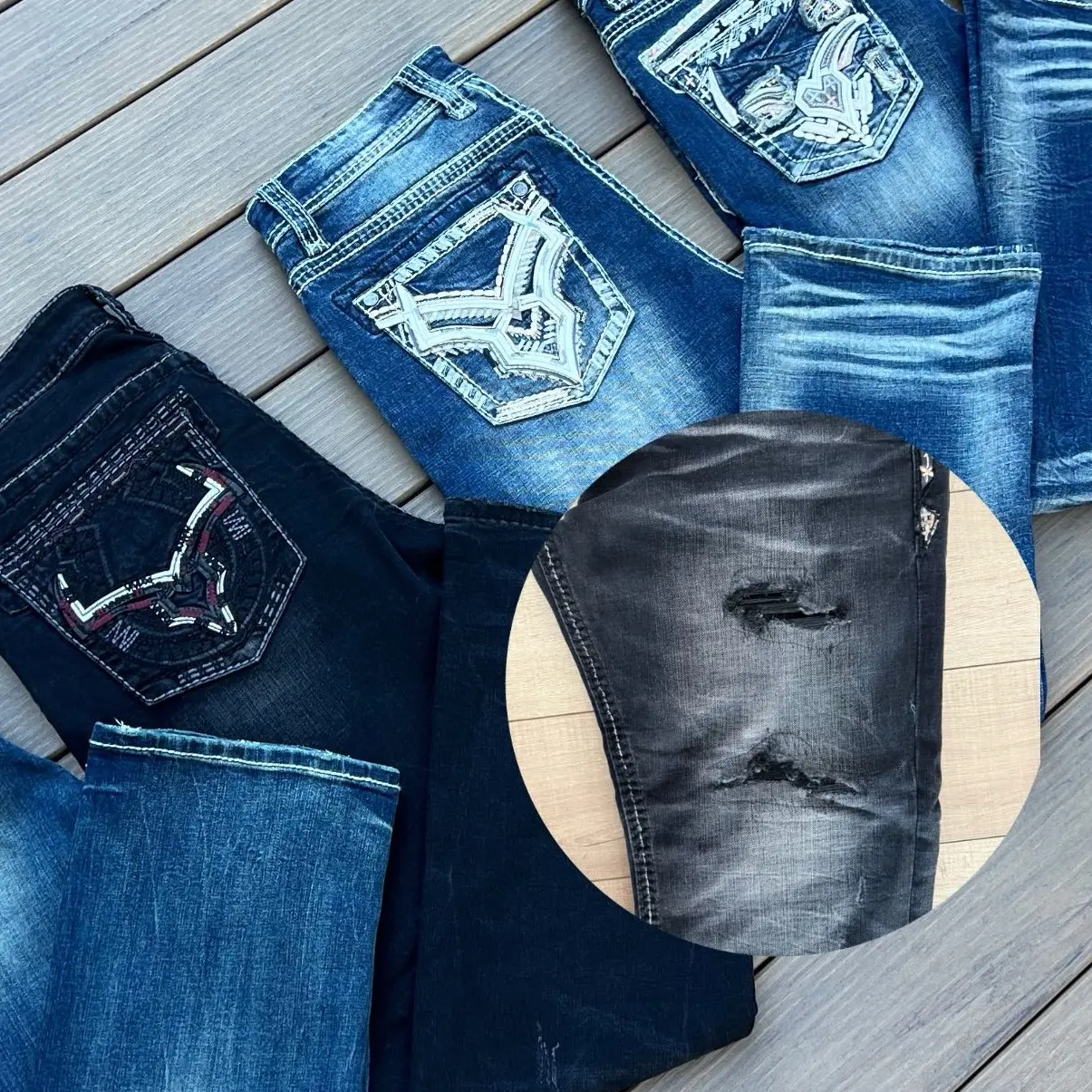 RIPPED NIKO WESTERN SLIM STRAIGHT JEANS