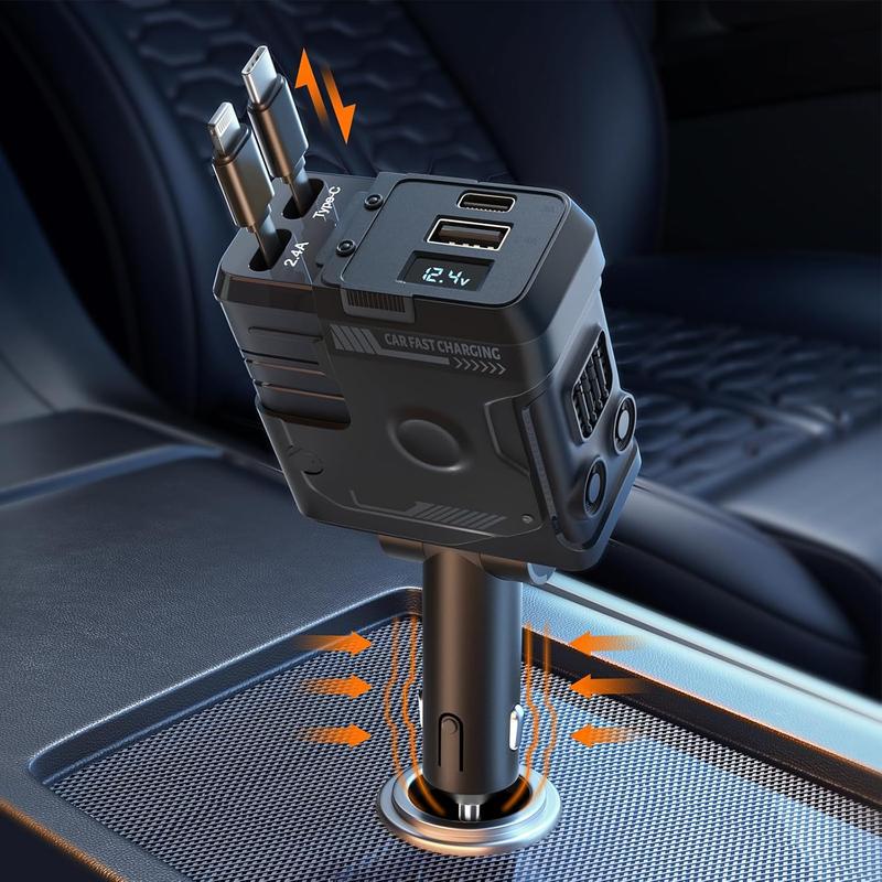 【New Airfreshener Starlight In Car Roof】5 in 1 Car Charger, Car Air Freshener with High Speed USB C Adapter with Lightning Cable & Charge Port for iPhone & Android Phone, Retractable Car Charger, Comes with 3 Bottles of Fragrance, Car Accessories 【New Airfreshener Starlight In Car Roof】5 in 1 Car Charger, Car Air Freshener with High Speed USB C Adapter with Lightning Cable & Charge Port for iPhone & Android Phone, Retractable Car Charger, Comes with 3 Bottles of Fragrance, Car Accessories