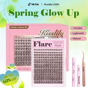 Flare |Kisslily Lashes With Invisible Band Diy Natural Eyelash Extension Kit Bond And Seal Eyelash Glue and Lash Remover Beginner Friendly Individual Lashes Waterproof and Long lasting Makeup For Girl Cosmetic #TikTokShopBacktoSchool