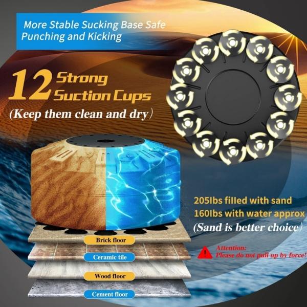 Real Freestanding Boxing Punching Bag with Gloves Stand 70'' Heavy Duty Standup Bag with Suction Cups & Weighted Base for Adults Kickboxing MMA Muay Thai Fitness Training