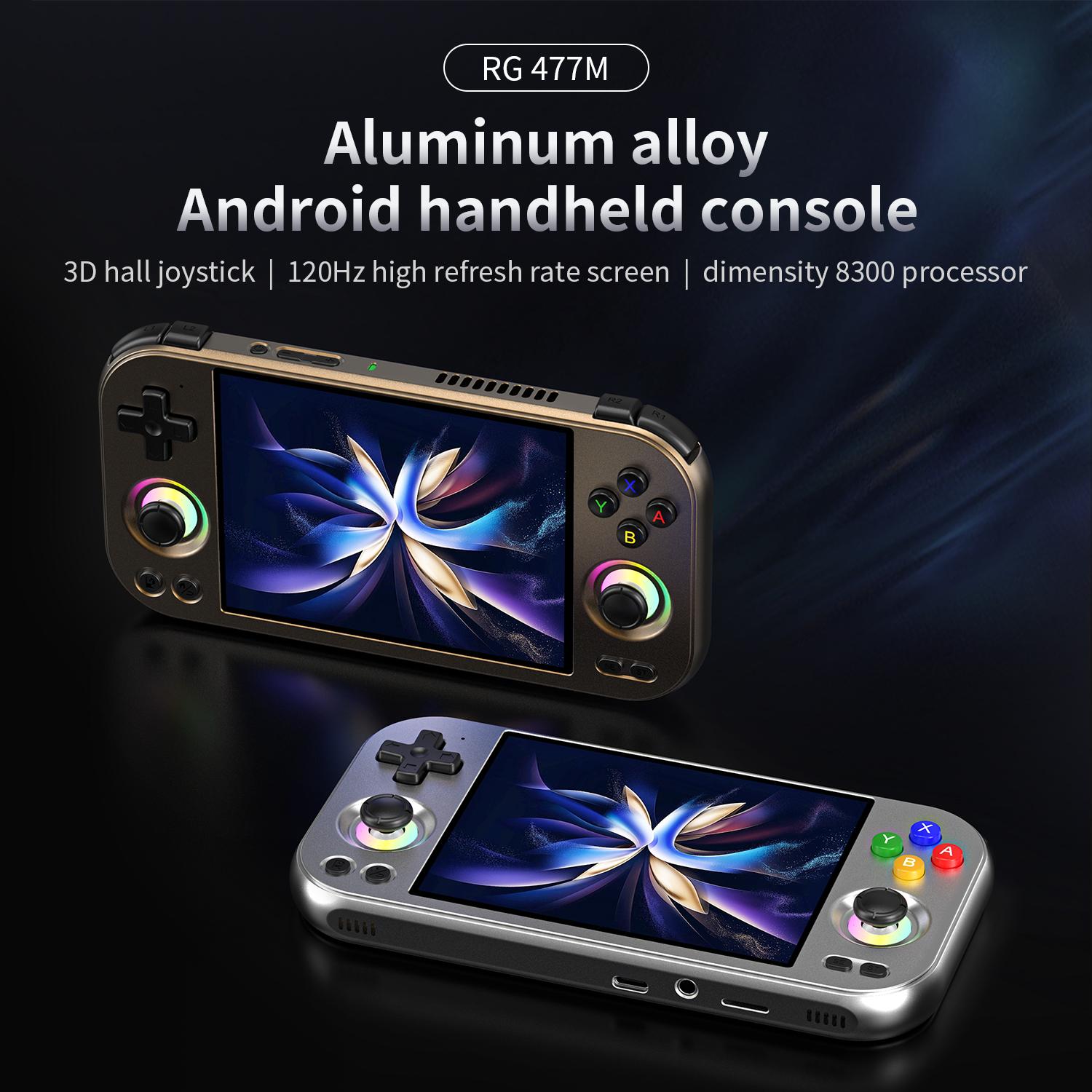 ANBERNIC RG 477M Retro Game Console Android 14 Dimensity 8300 Game Player 4.7-inch LTPS In-Cell Display RGB Hall Joystick RG477M Aluminum Alloy Shell Large Screen Handheld Game Console