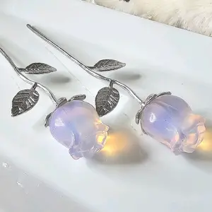 Pink Opalite Crystal Rose – Love, Calm & Manifestation Stone | Spiritual Gift & Aesthetic Crystal Decor | Valentine’s Day Gift | Galentines