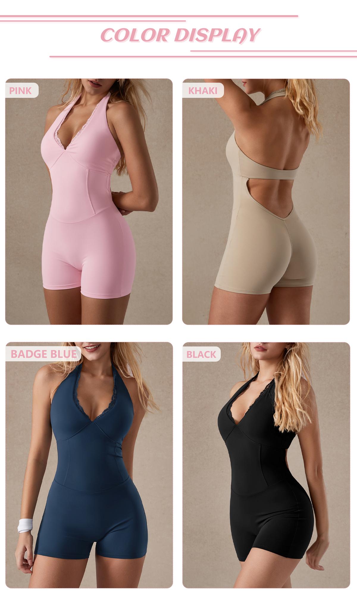 TimeOFF Soft Stretchy Backless Halter Activewear with Lace Trim – Perfect for Gym Training, Yoga & Athleisure, Comfortable Fit for Active/Casual Wear gym Workout Jumpsuits Sporty Comfy Jumpsuit Sports Jumpsuit Fitness Outfit TimeOFF Soft Stretchy Backless Halter Activewear with Lace Trim – Perfect for Gym Training, Yoga & Athleisure, Comfortable Fit for Active/Casual Wear gym Workout Jumpsuits Sporty Comfy Jumpsuit Sports Jumpsuit Fitness Outfit