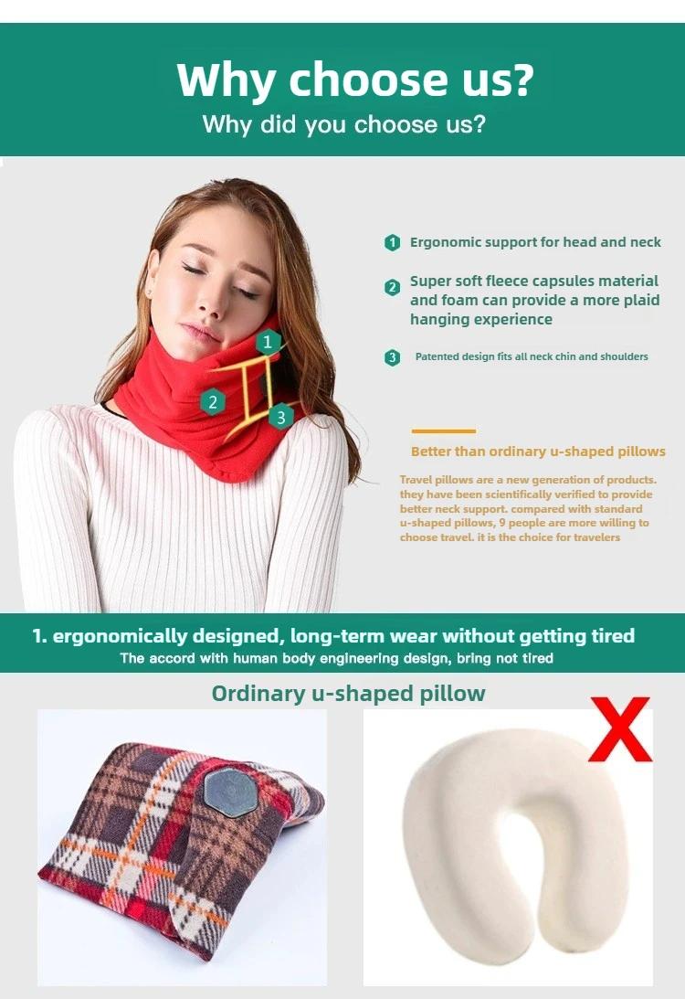 Orthopedic Travel Neck Pillow, Breathable & Comfortable Orthopedic Neck Support Pillow for Airplane, Car, Office - Ergonomic Design with Portable Storage Bag