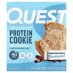 Quest Nutrition Protein Cookie, Snickerdoodle, 4 Cookies, 2.04 oz (58 g) Each
