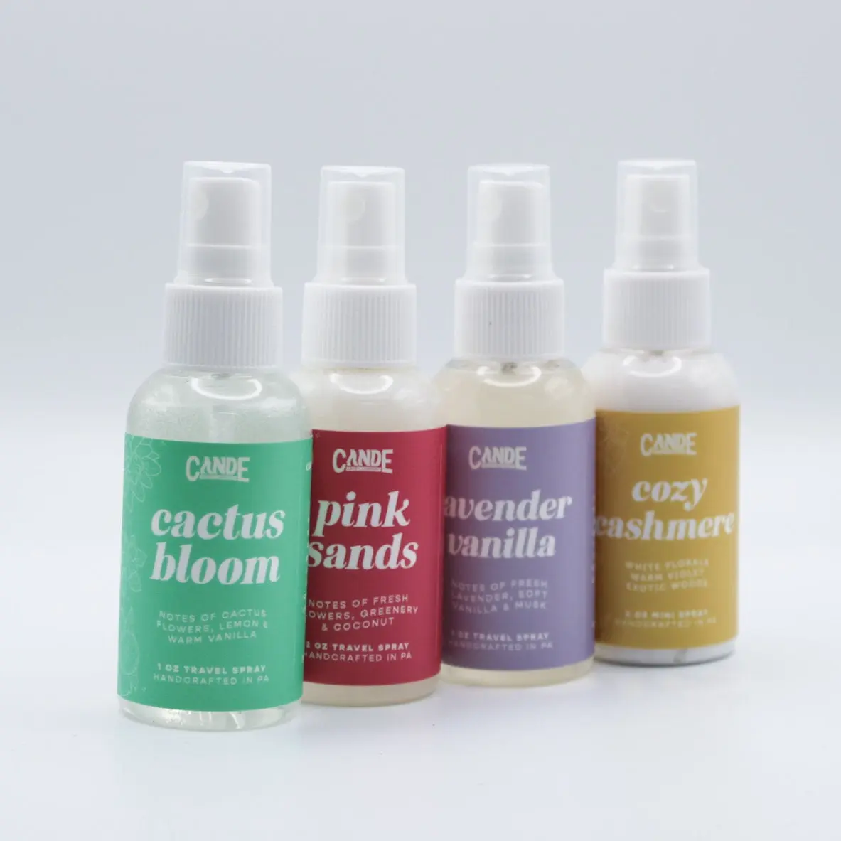 4-Pack Travel Size Scented Mini Room Spray Fragrance Set - Portable Home Fragrance Fresheners with Multiple Scents (Cactus, Vanilla, Floral, Fruit, Cookie, Peach, Lavender, Fig, Berry, Linen, Hotel), Fresh and Clean Selfcare Mini Toiletries for Purse, Pur