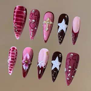 NailVesta GOTHIC ROSE – 100% Handcrafted 3D Press-On Nails | Reusable, Long-Lasting, Salon-Quality