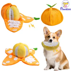 Pawaboo Hide and Seek Plush Dog Toys, Orange Puppy Squeaky Toy Interactive Puzzle Dog Toys with Crinkle Papers, Sniffing Enrichment Toys for Small and Medium Dogs, IQ Training Pet Toy for Boredom