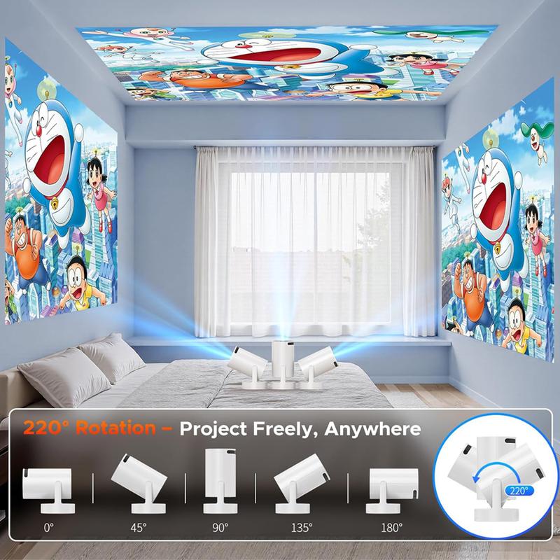 Projector,Support 4K/1280P HD Bluetooth Projector with Speaker,Outdoor Portable Movie Mini Projector,Compatible with Laptop,Smartphone,TV Stick,Xbox,PS5,Best Birthday Gift Screen Usb Audio Flash