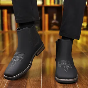 Classic Western Style Square-Toe Chelsea Boots for Comfort & Versatility! Available in Khaki & Black!