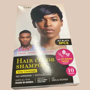 TYCHE Hair Color Shampoo Jet Black 3PCS 3in1 Color Shampoo Treatment Gray Coverage No Ammonia Damage Free for Men & Women