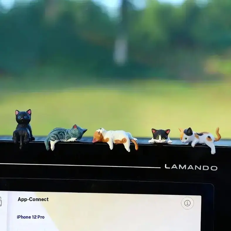 mini gifts for coworkers 2026 Mini Cat Desk Figurines Set of 5 Resin Multi Pose Kitty Ornaments Cute Cartoon Style Desk Companions for Home Offices Cubicles Playful Charming Desktop Decoration