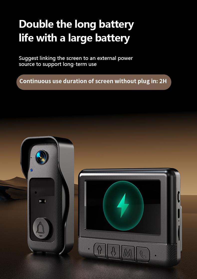 X6 Wireless Doorbell Camera，No WiFi Video Doorbell with Screen , No App, No Monthly Fees,Two-Way Talk, Night Vision，Voice Changing,Rechargeable Smart Visual Doorbell, , Safety Intercom for Privacy, Alarm, Sensor,waterproof,Security Camera Safety Phone