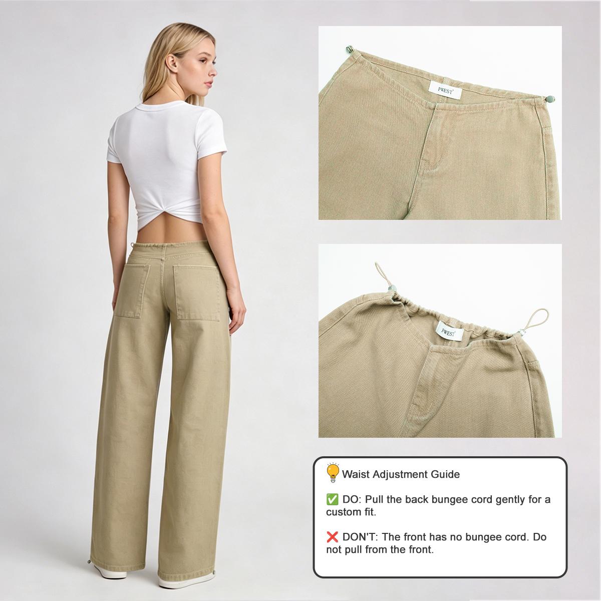 Pwest NYC Low-Rise Wide-Leg Jeans — Adjustable Drawstring Waistband/Hem, Relaxed Straight Cut, Decade Jeans, Super Low Rise, Soft Daily Wear-Spring Summer Bottom Trouser,back to school,back to school haul